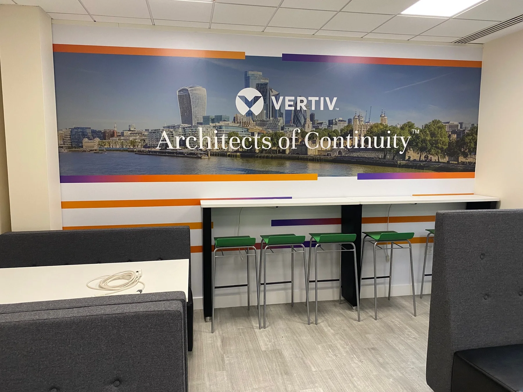 Branded office interior graphics and signage